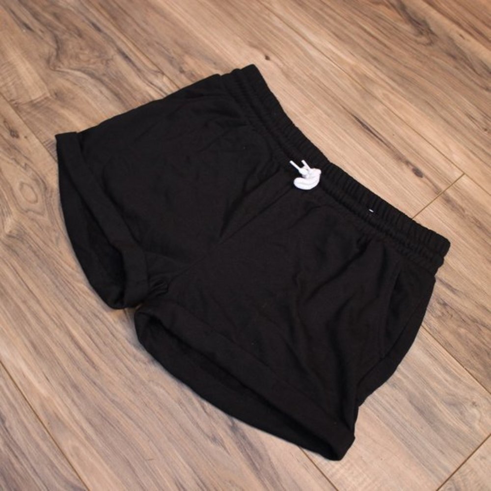 Love Streak Black Drawstring Shorts w/ Pockets M - Picture 2 of 5